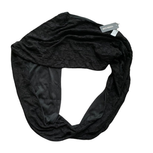 Lace and cotton infinity scarf -‎ black